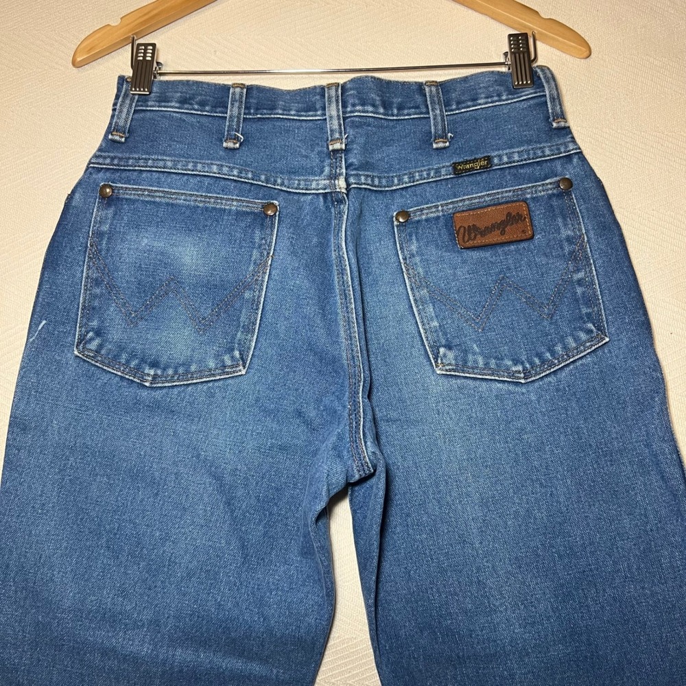 Vintage 1976 Wrangler No Fault Jeans Medium Wash Straight Leg Raw Hem 29x27
